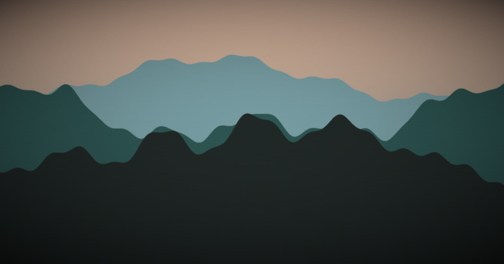 Illustrated Blue Ridge ridgeline with layered mountain silhouettes