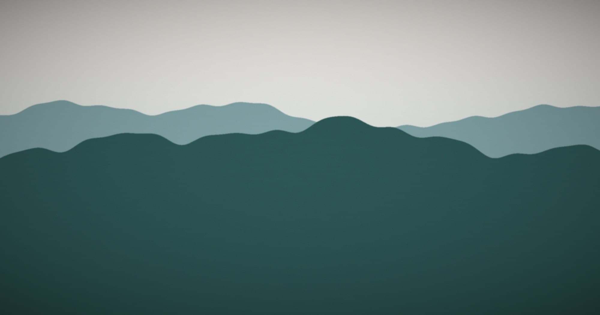 Illustrated mountain lake landscape with layered ridgelines
