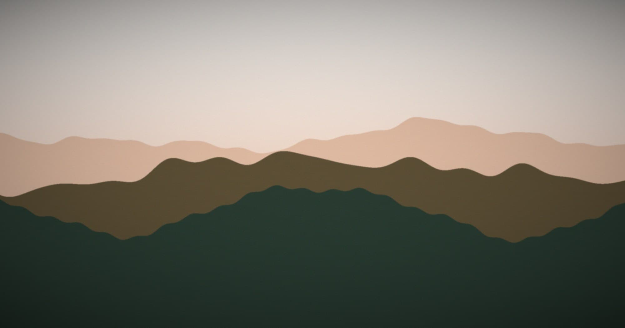 Illustrated mountain ridgeline at sunset